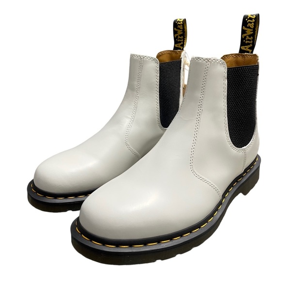 New Dr.Martens 2976 YELLOW STITCH SMOOTH LEATHER CHELSEA BOOTS M10 L11 in White - Picture 1 of 12